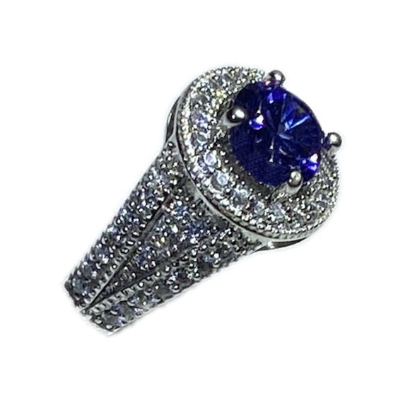 Synthetic Diamond & Tanzanite Ring - BRAND NEW - Size 7 - Picture 5 of 5